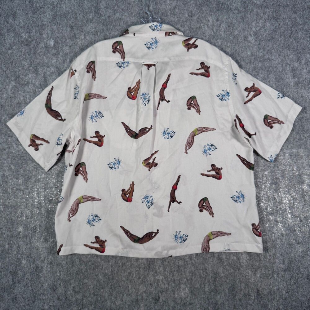 Todd Snyder Camp Shirt Mens XL White Loop Collar Diver Tencel Pocket Untucked - Picture 9 of 11